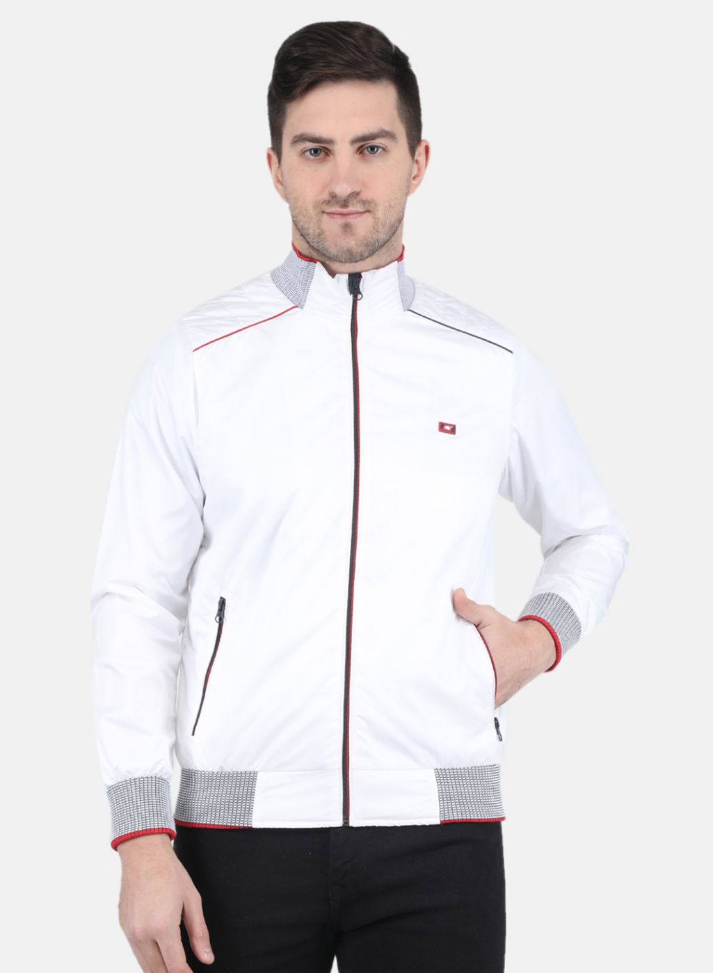 Men White Solid Jacket