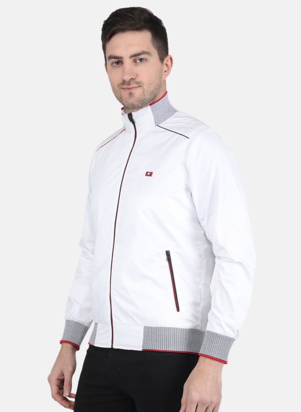 Men White Solid Jacket