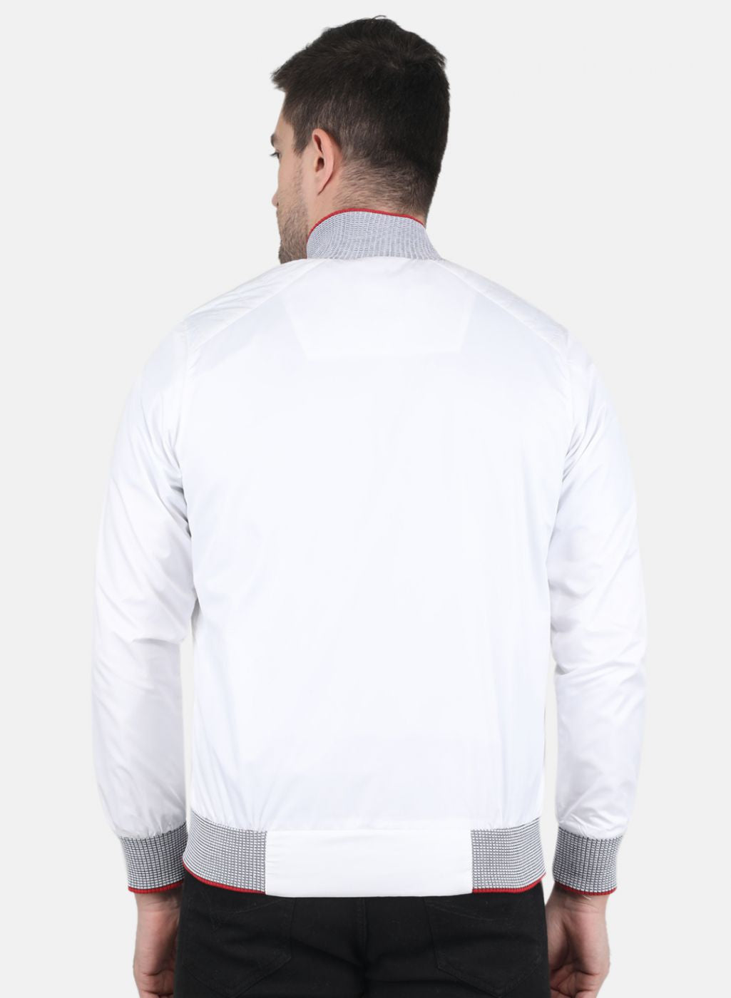 Men White Solid Jacket