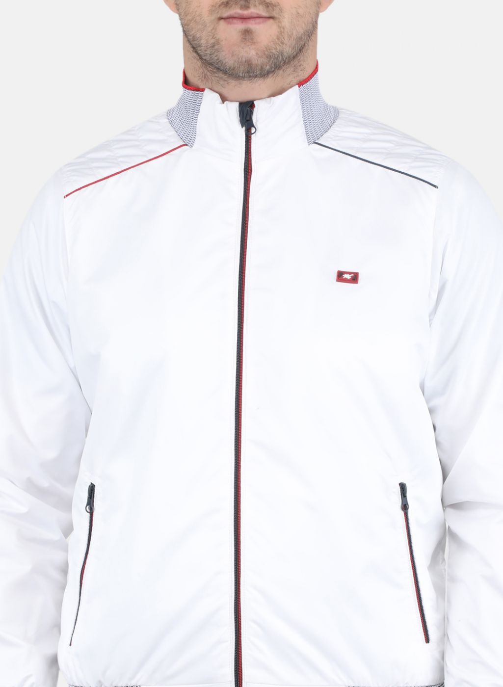 Men White Solid Jacket