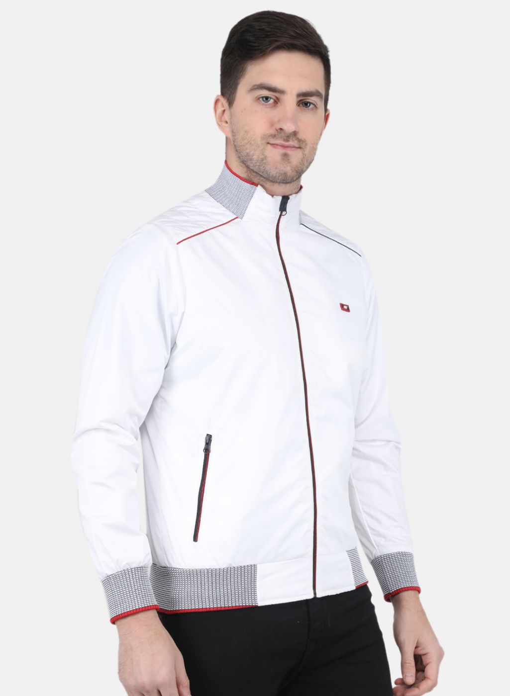 Men White Solid Jacket
