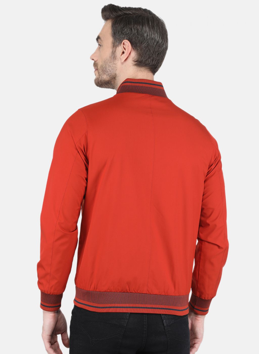 Men Orange Solid Jacket