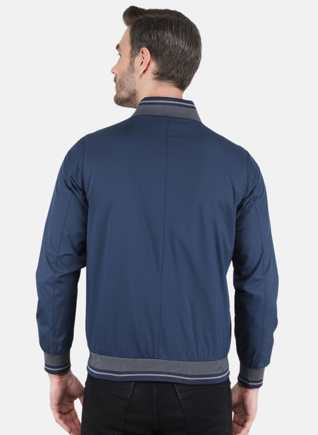 Men Blue Solid Jacket