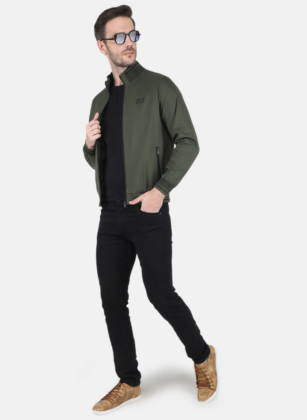 Men Green Solid Jacket