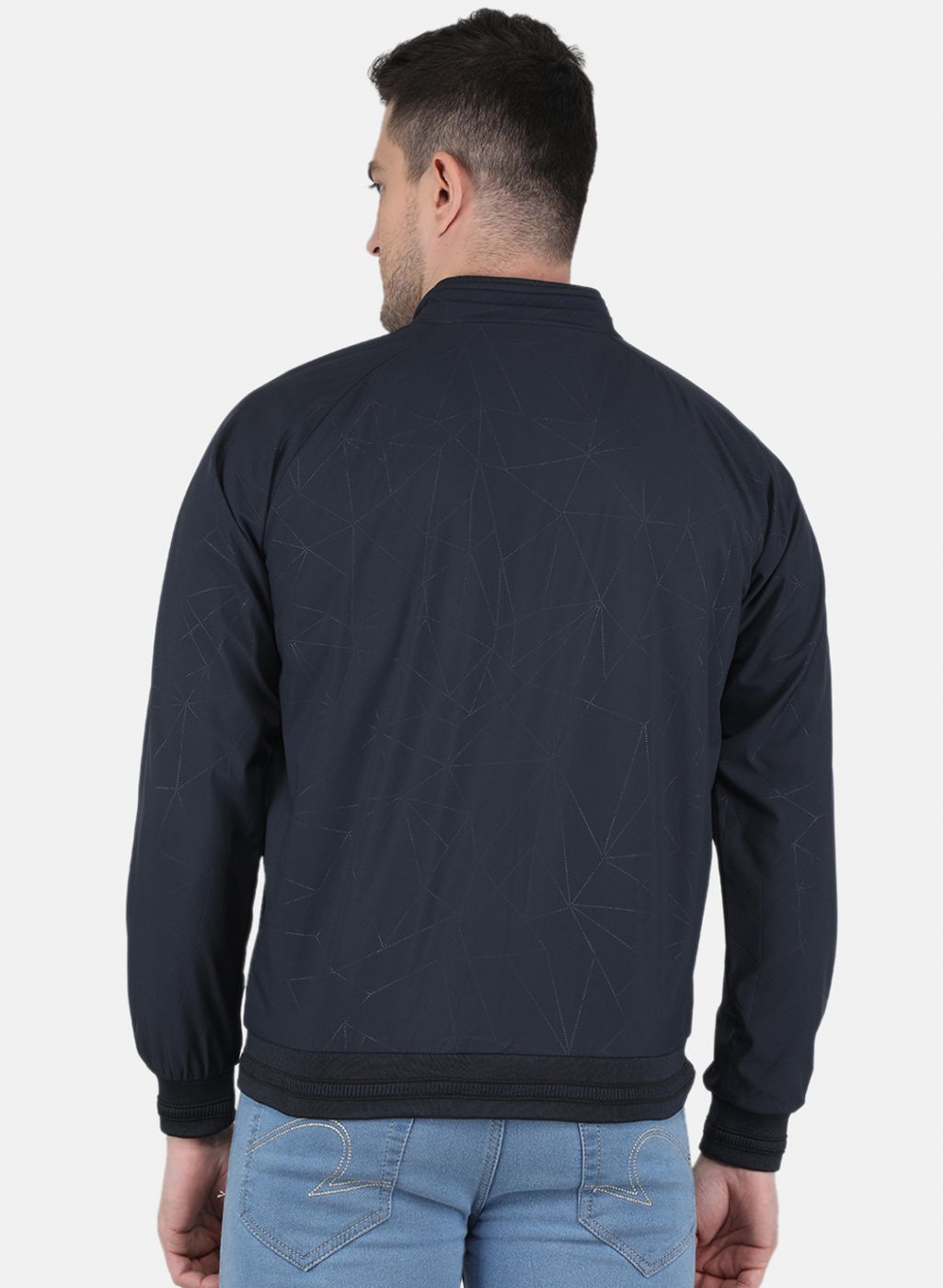 Men NAvy Blue Solid Jacket