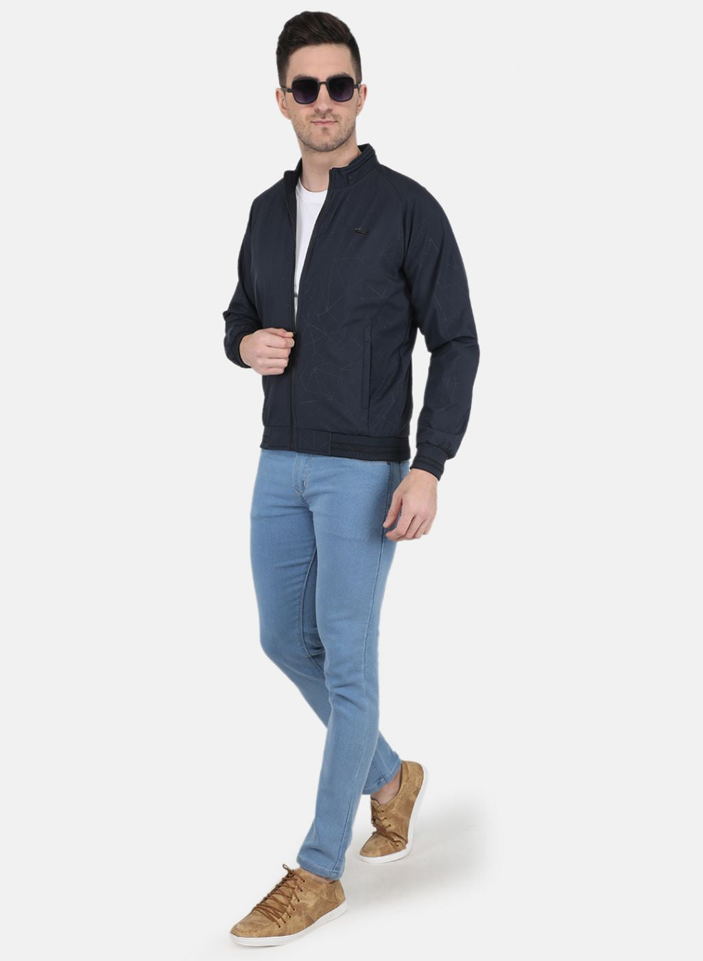 Men NAvy Blue Solid Jacket