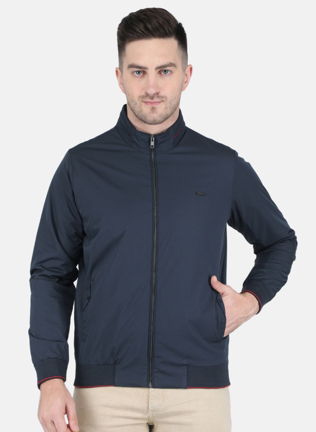 Men Blue Printed Jacket