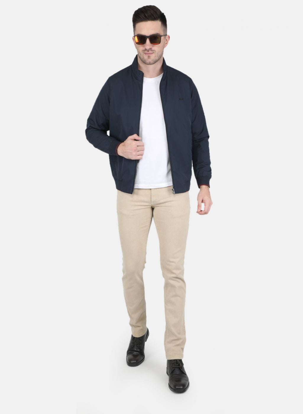 Men Blue Printed Jacket