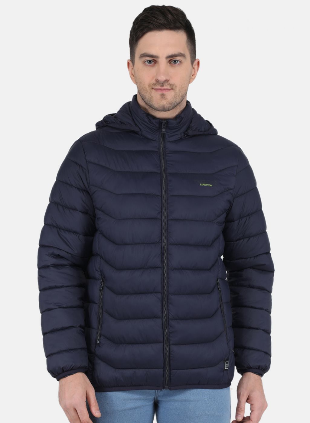 Men NAvy Blue Solid Heating Jacket