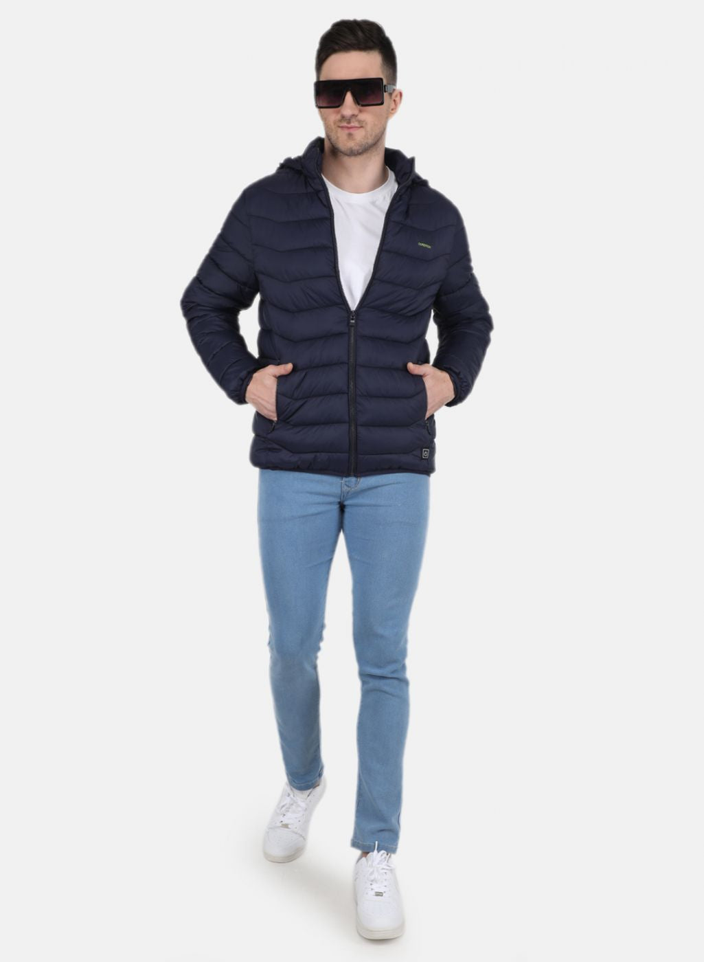 Men NAvy Blue Solid Heating Jacket