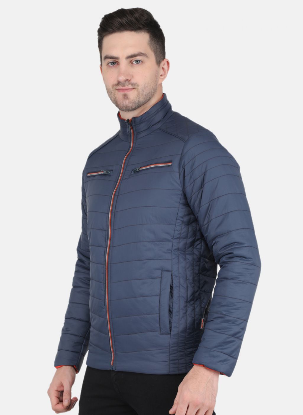 Men NAvy Blue Solid Jacket