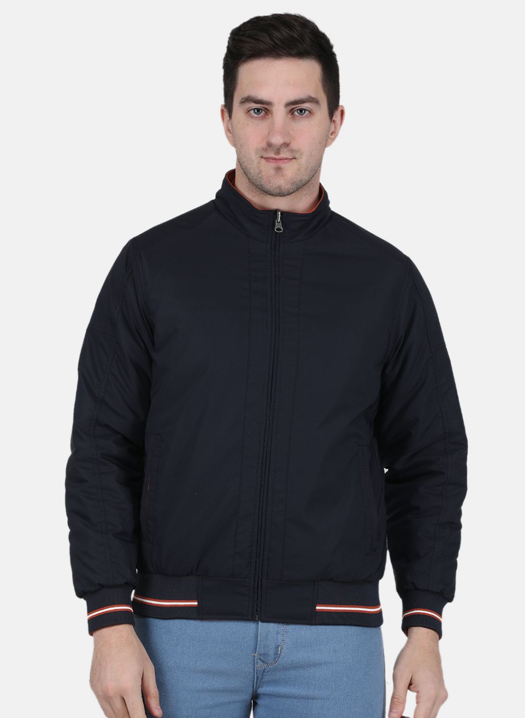 Men Orange Solid Jacket