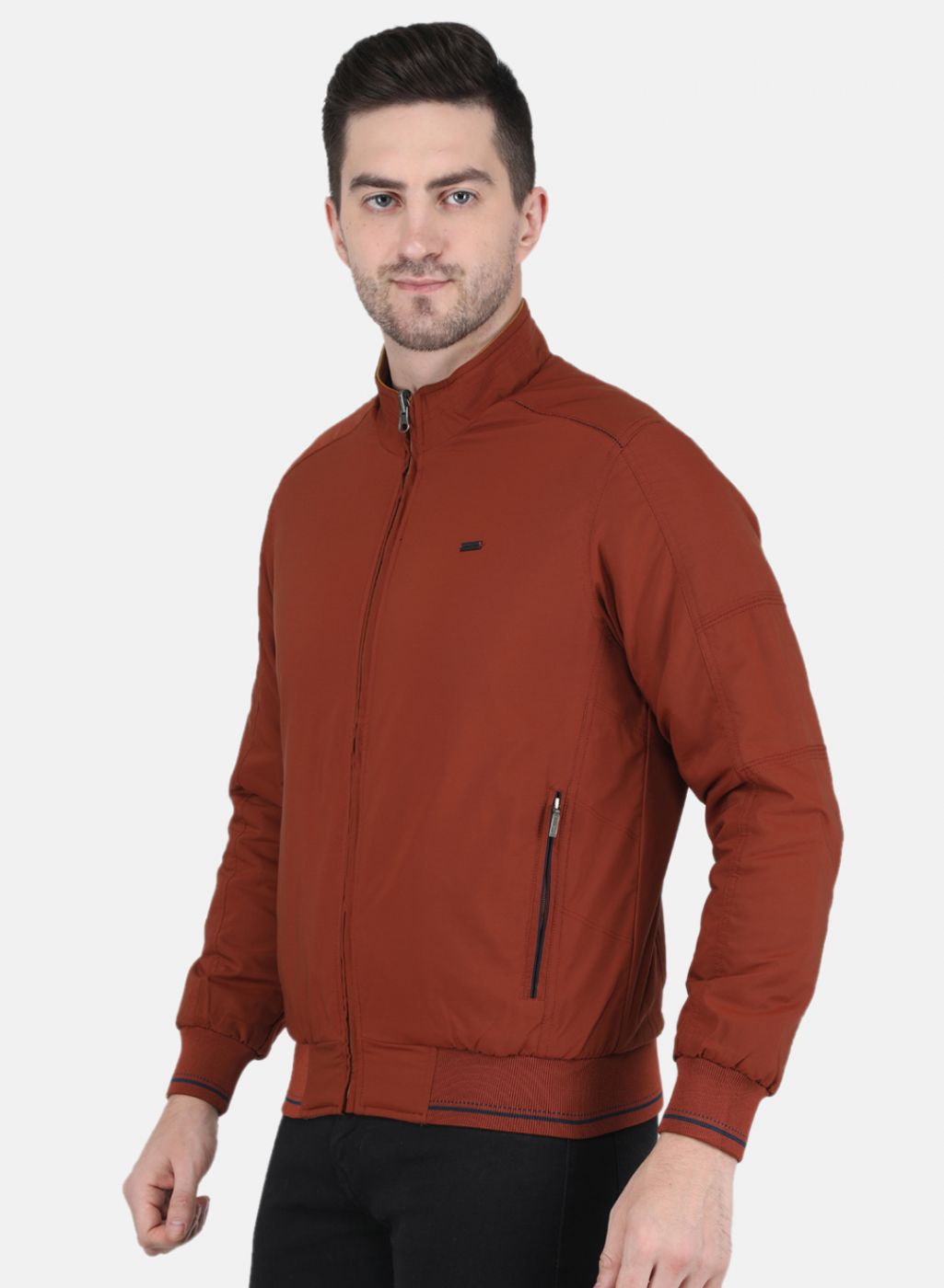Men Orange Solid Jacket