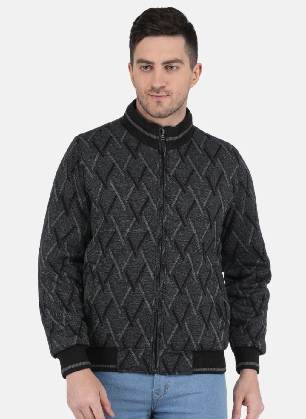 Men Black Jaquard Jacket