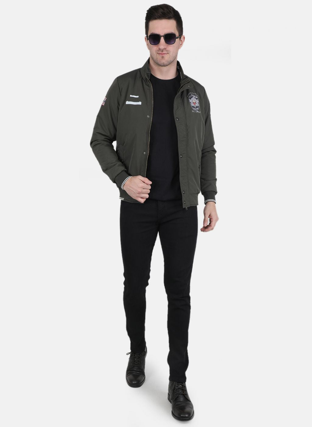 Men Olive Solid Jacket