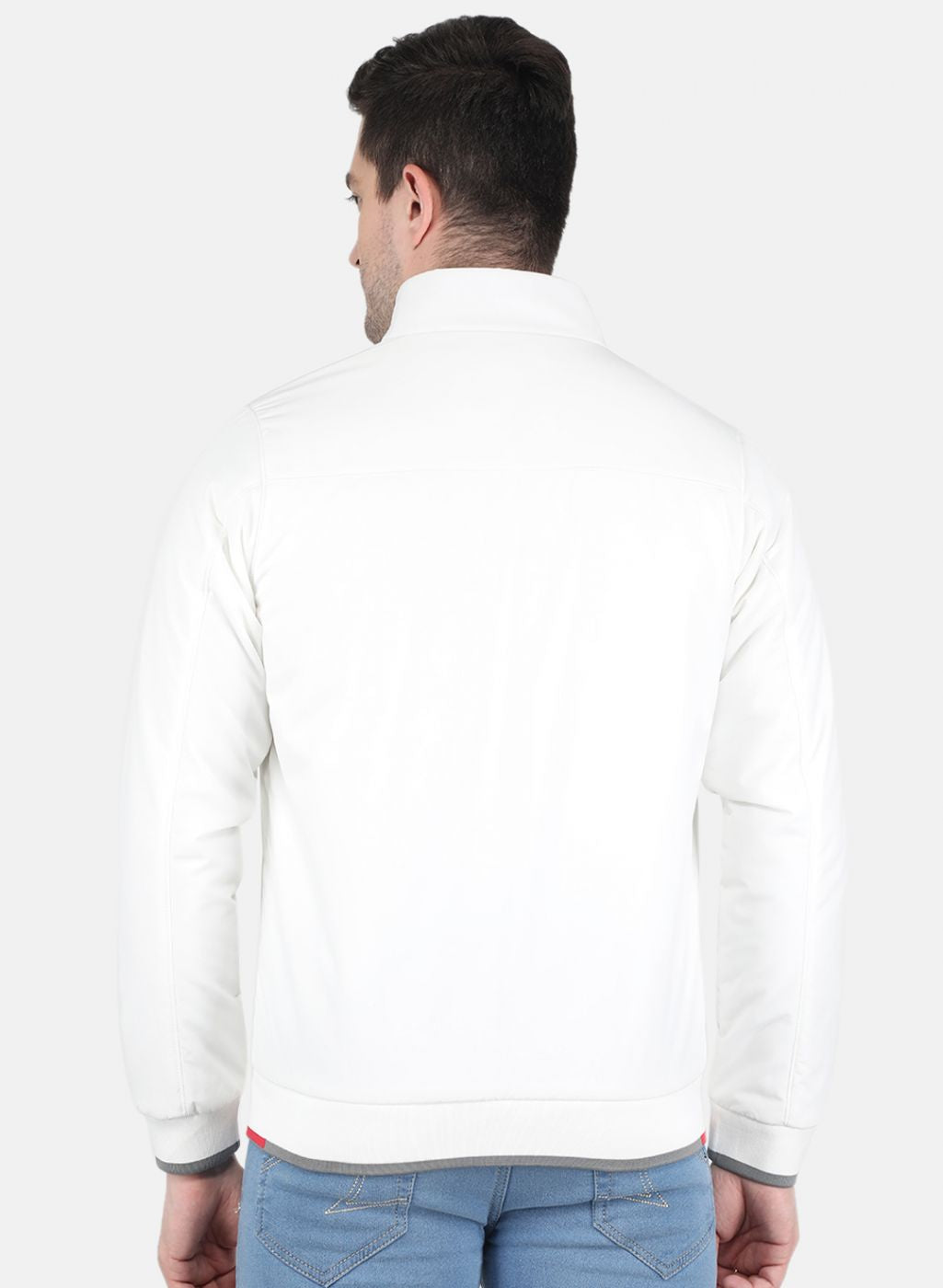 Men White Solid Jacket
