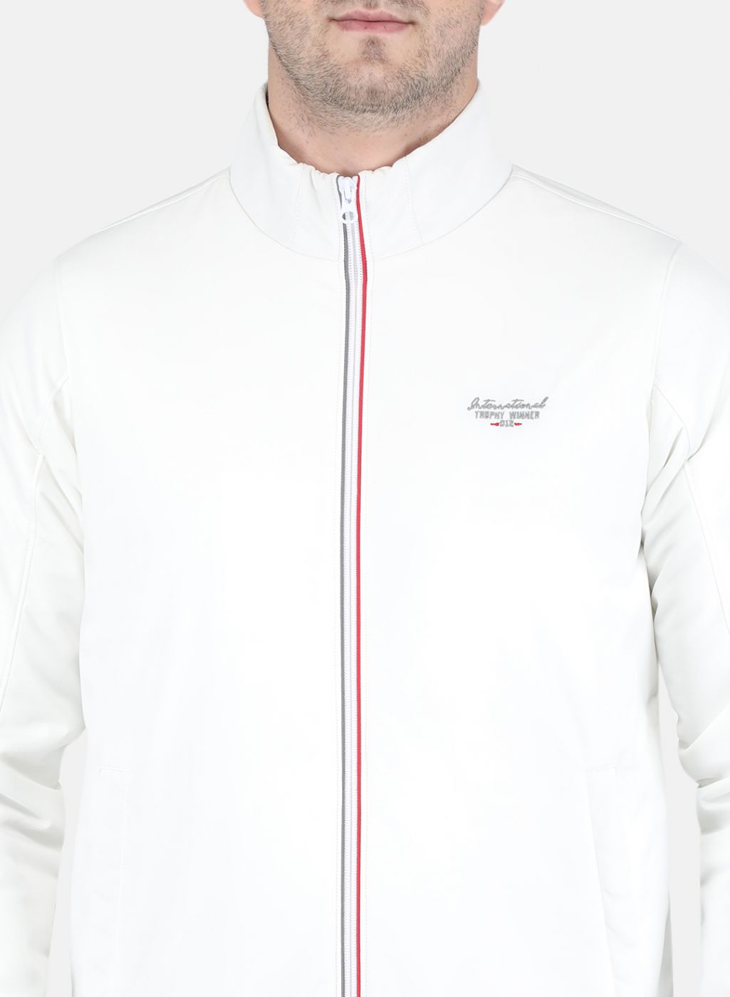Men White Solid Jacket