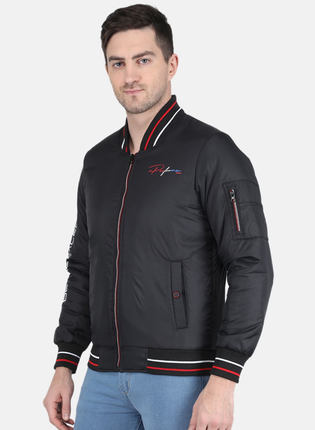 Men Blue Printed Jacket