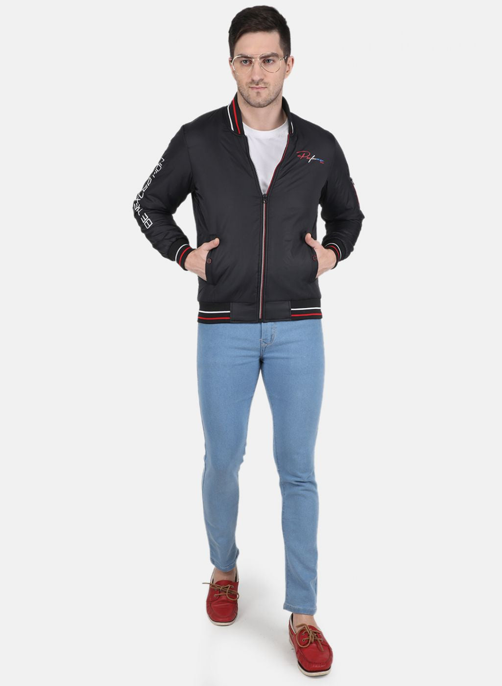 Men Blue Printed Jacket