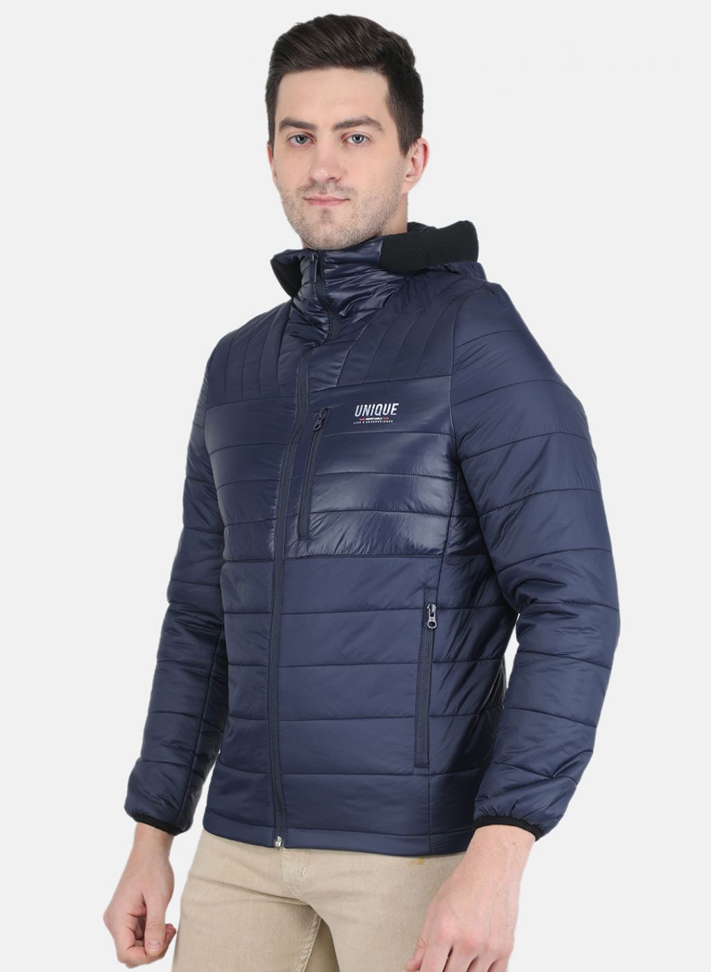 Men NAvy Blue Solid Jacket