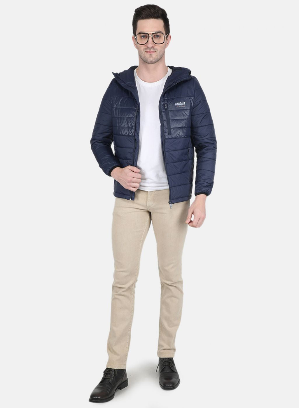 Men NAvy Blue Solid Jacket
