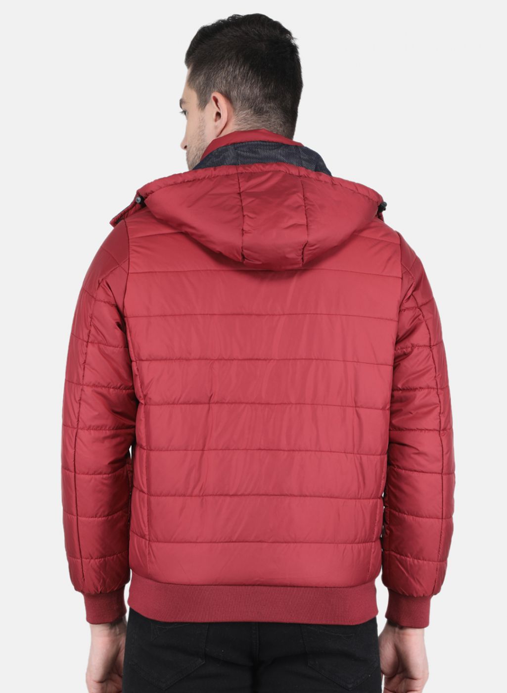 Men Maroon Solid Jacket