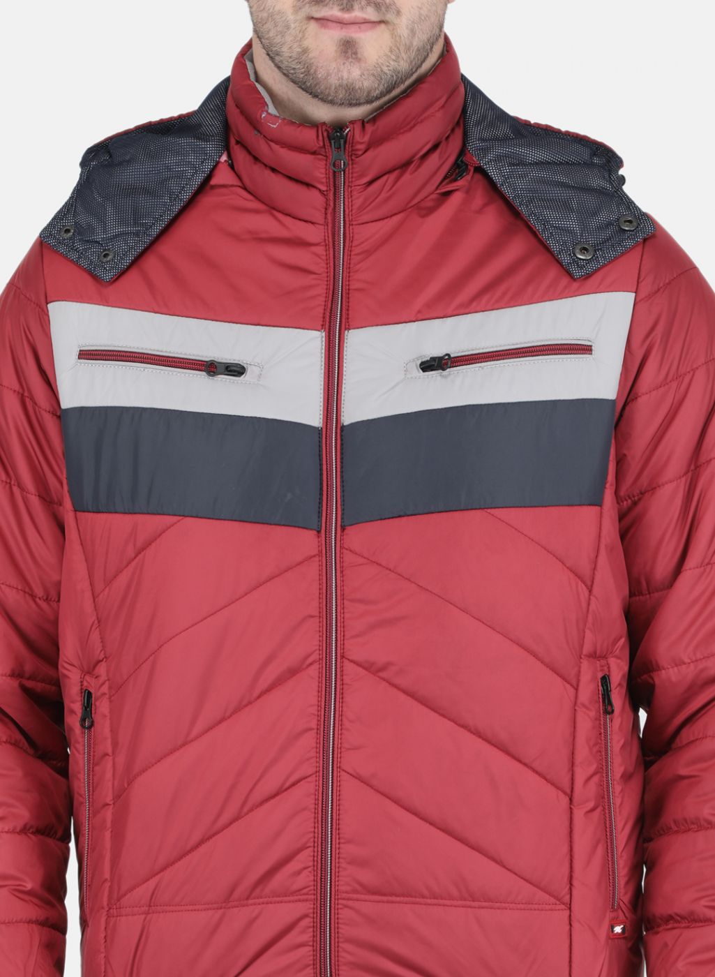 Men Maroon Solid Jacket