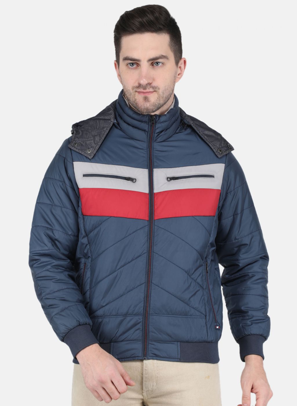 Men NAvy Blue Solid Jacket