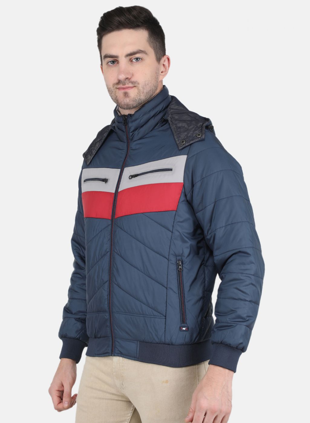Men NAvy Blue Solid Jacket