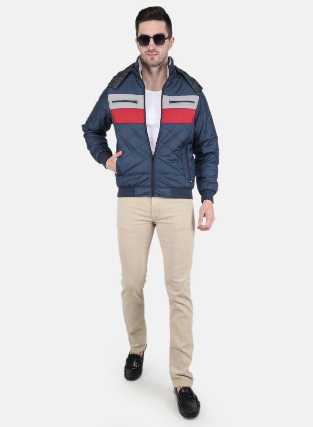 Men NAvy Blue Solid Jacket