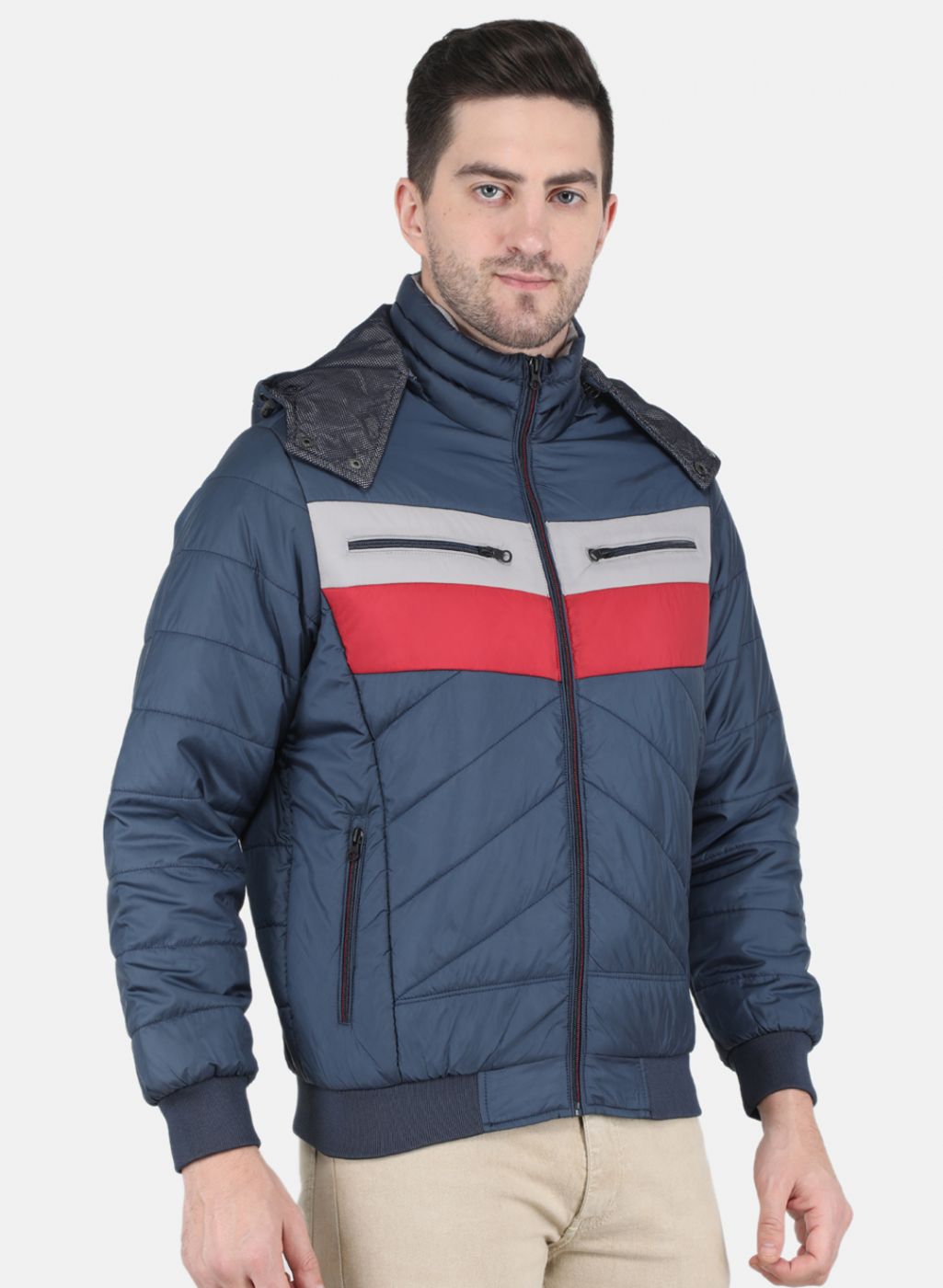 Men NAvy Blue Solid Jacket