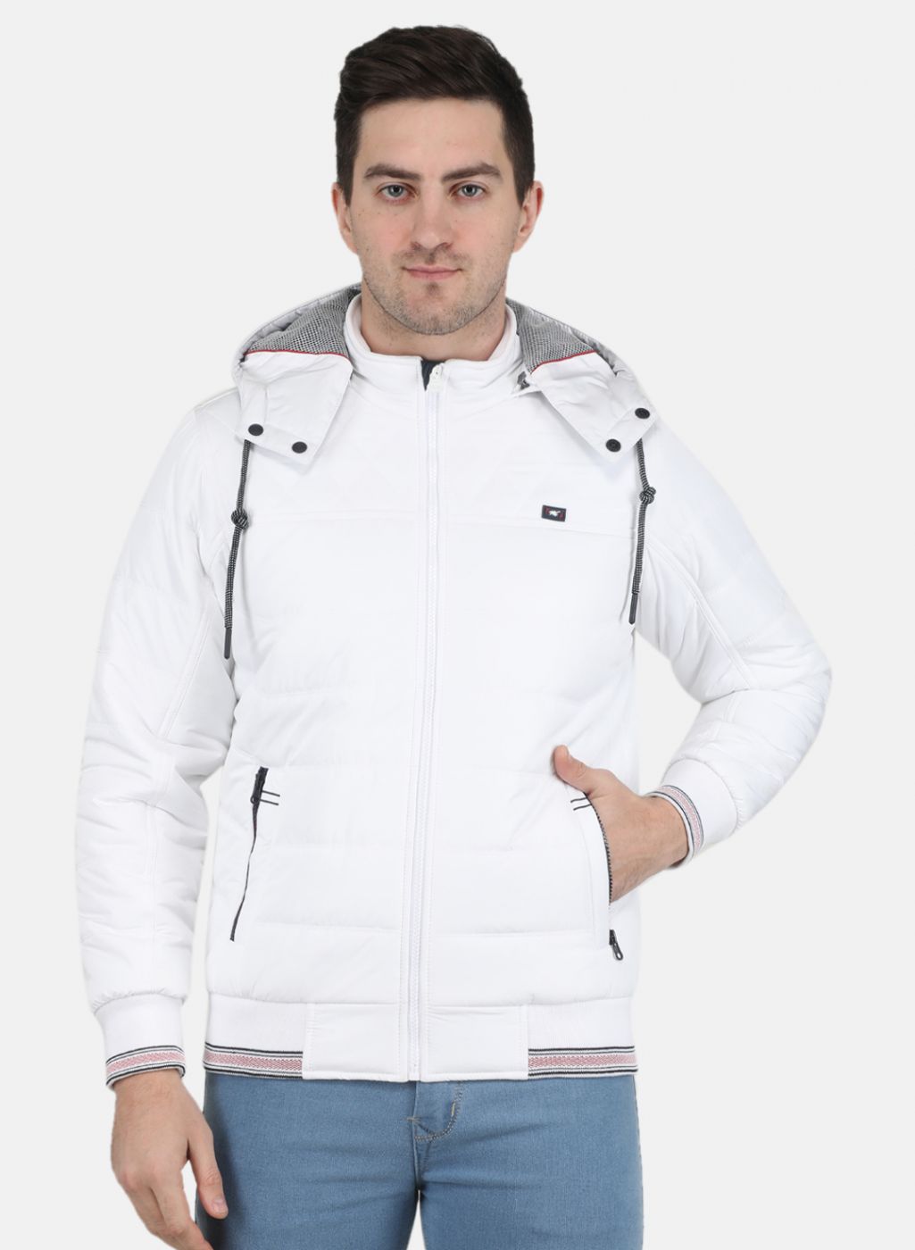 Men White Solid Jacket