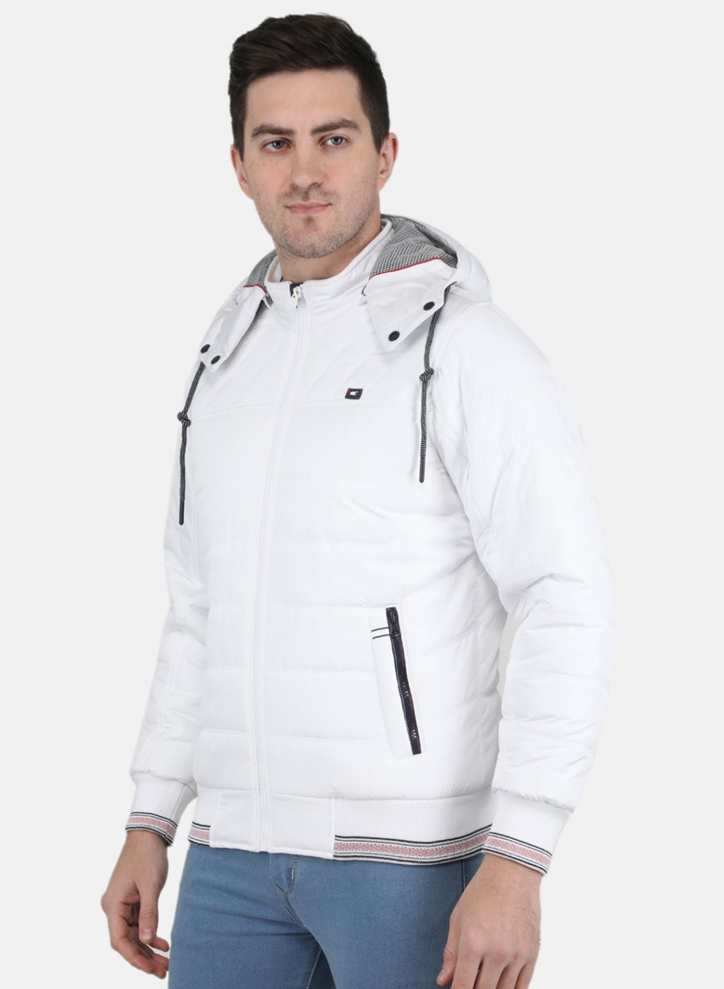 Men White Solid Jacket