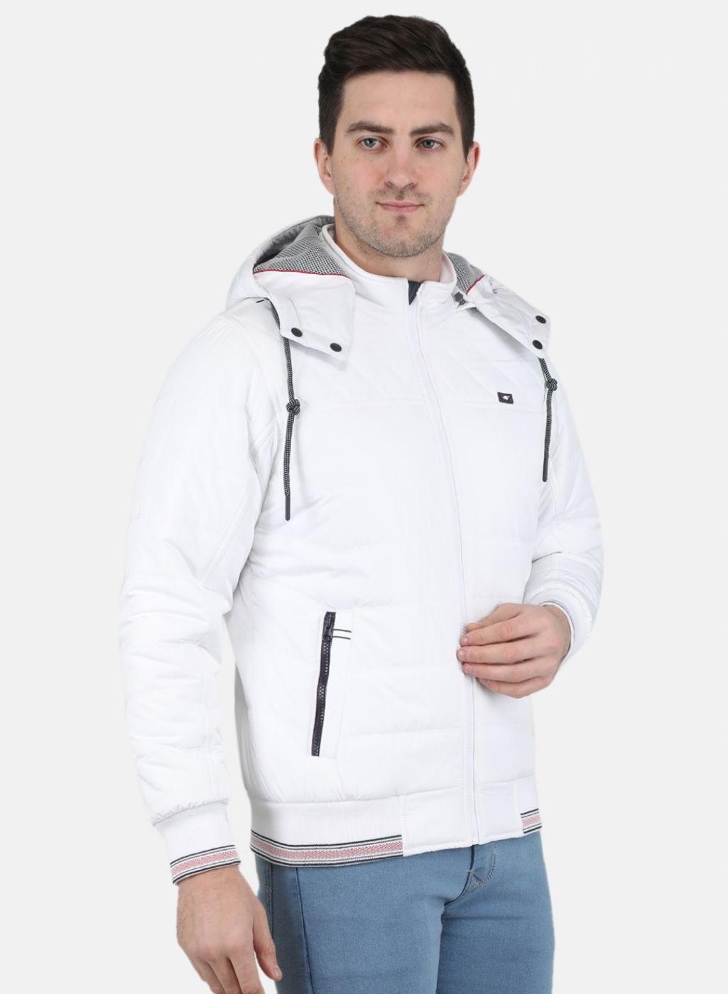 Men White Solid Jacket