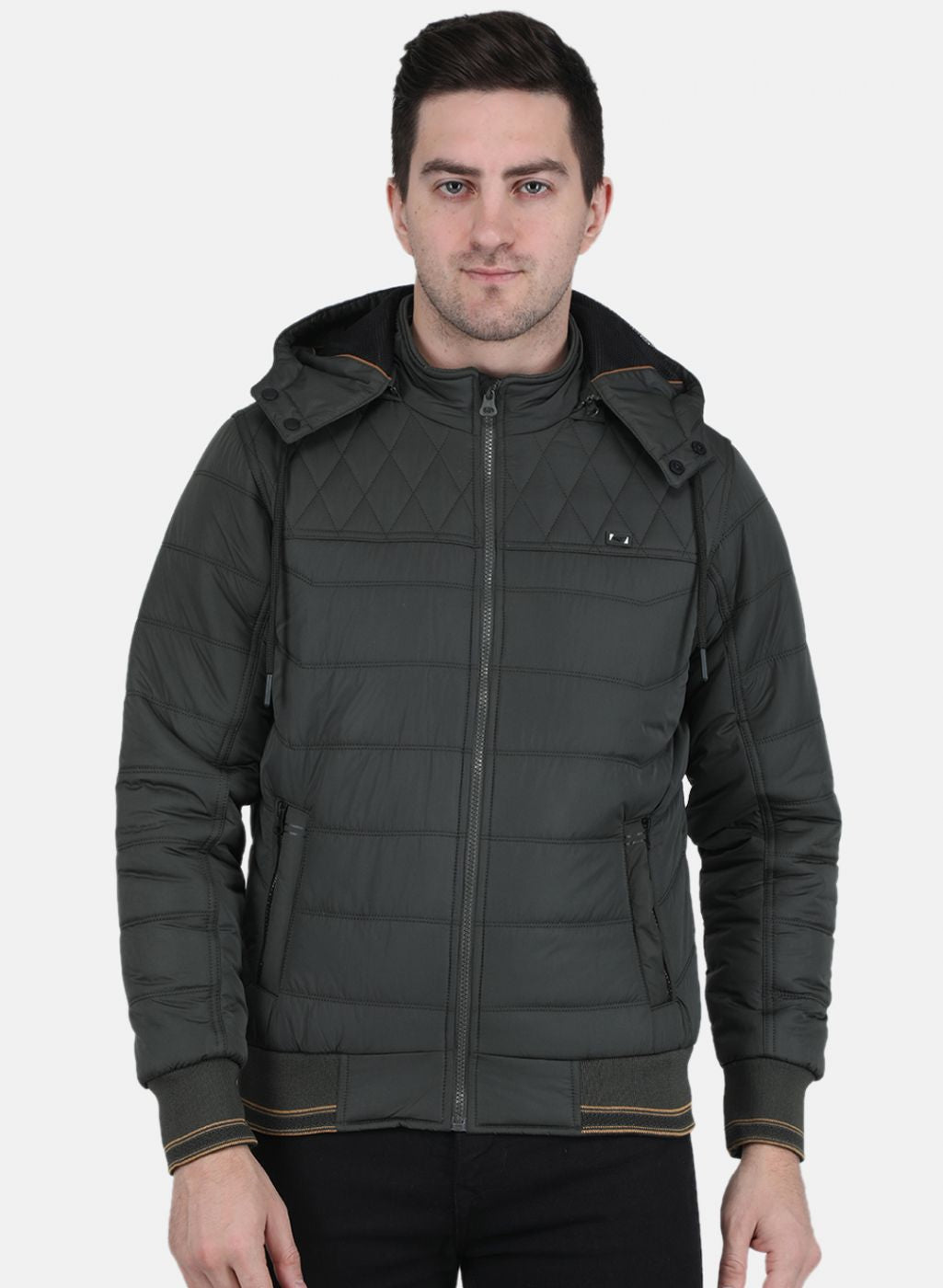Men Olive Solid Jacket