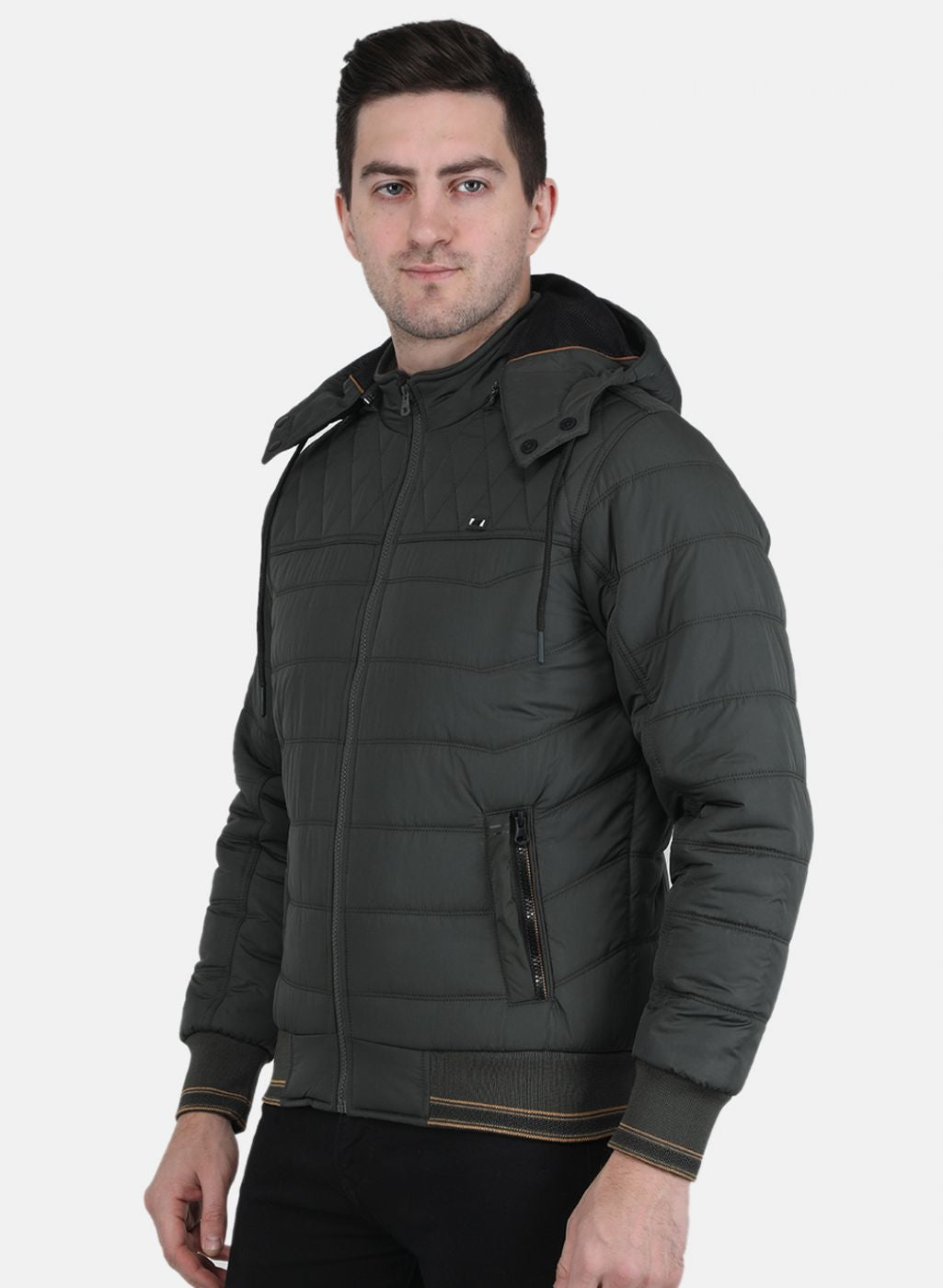 Men Olive Solid Jacket