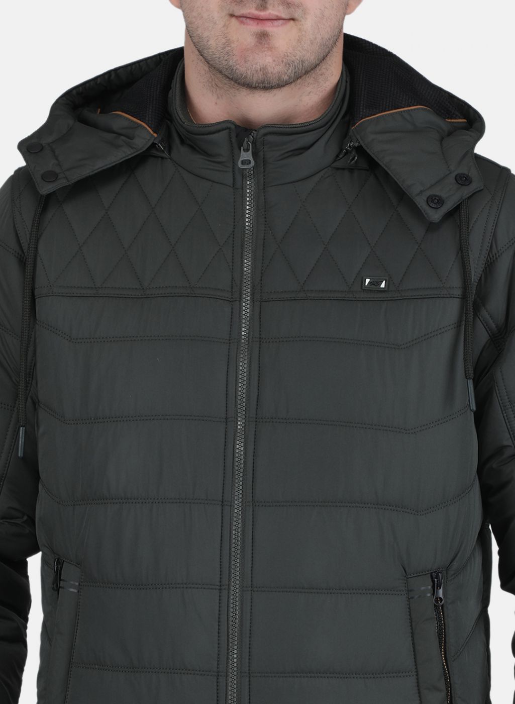 Men Olive Solid Jacket