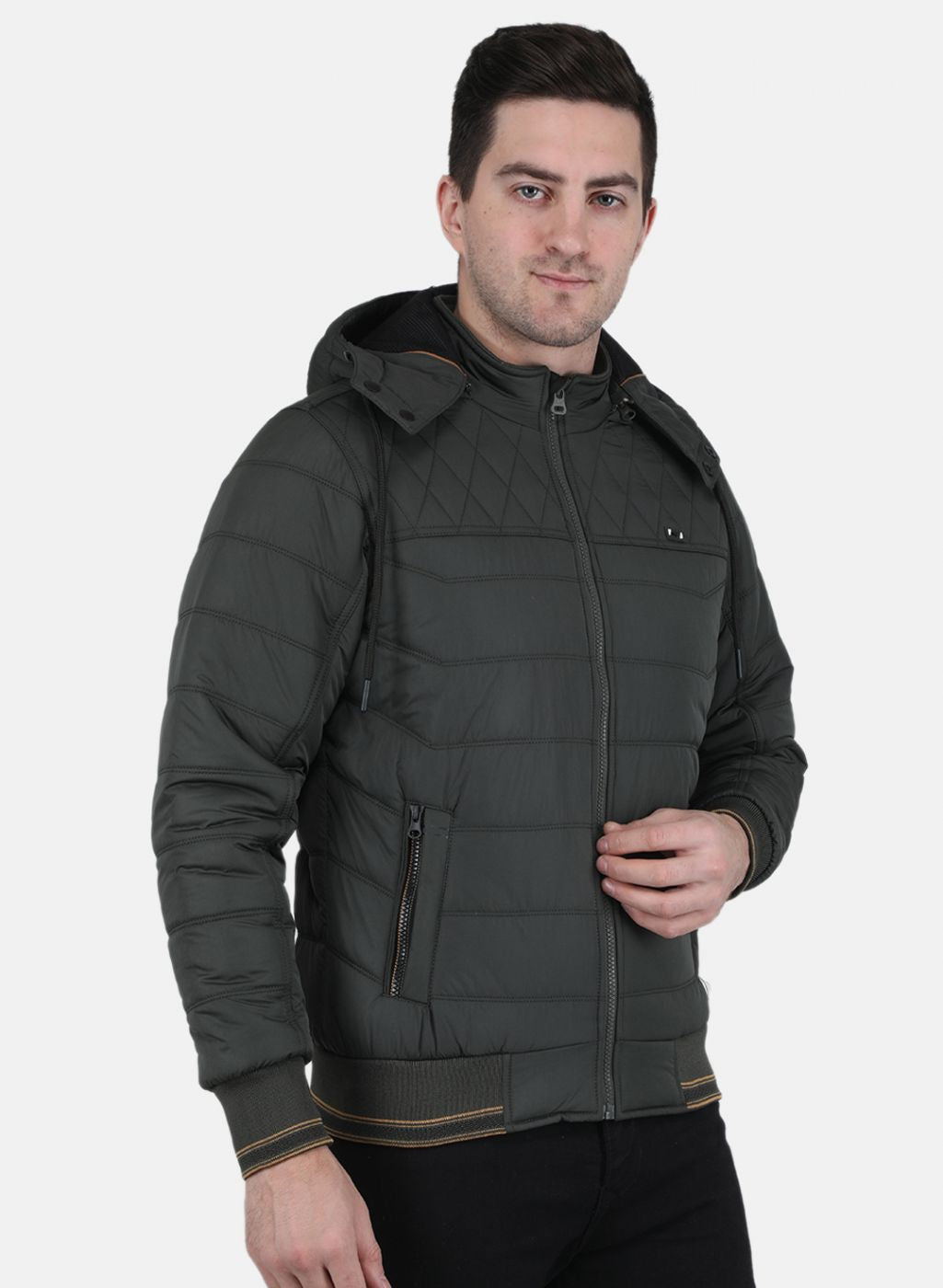 Men Olive Solid Jacket