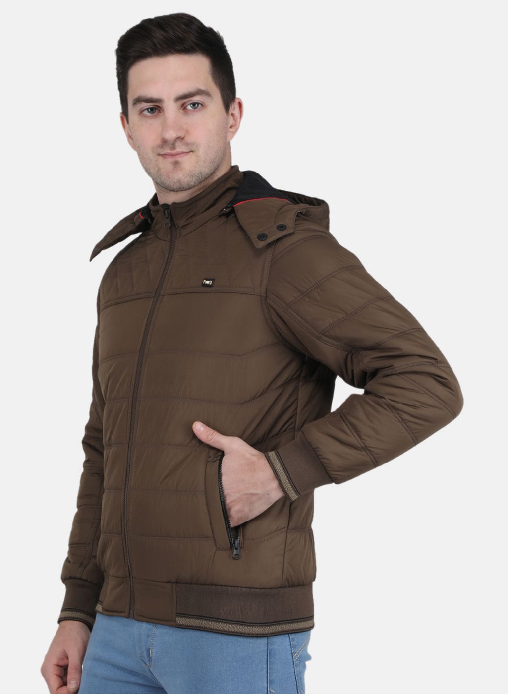 Men Brown Solid Jacket