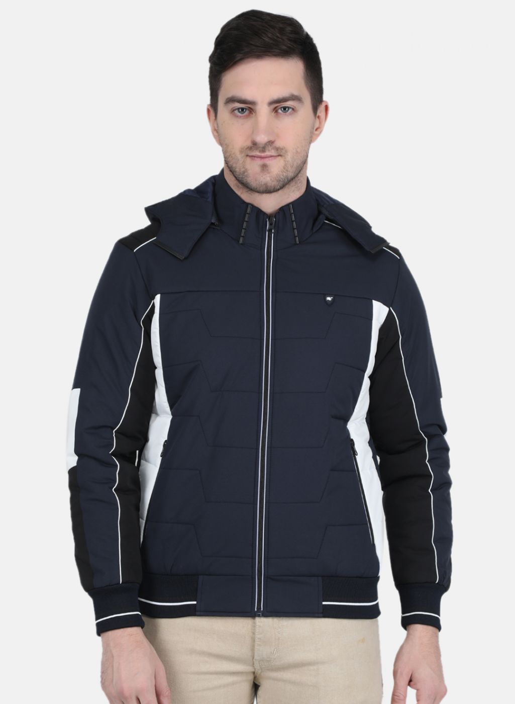 Men Blue Solid Jacket