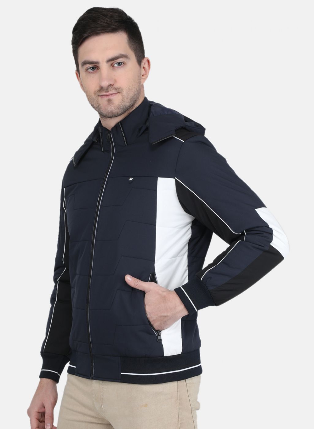 Men Blue Solid Jacket