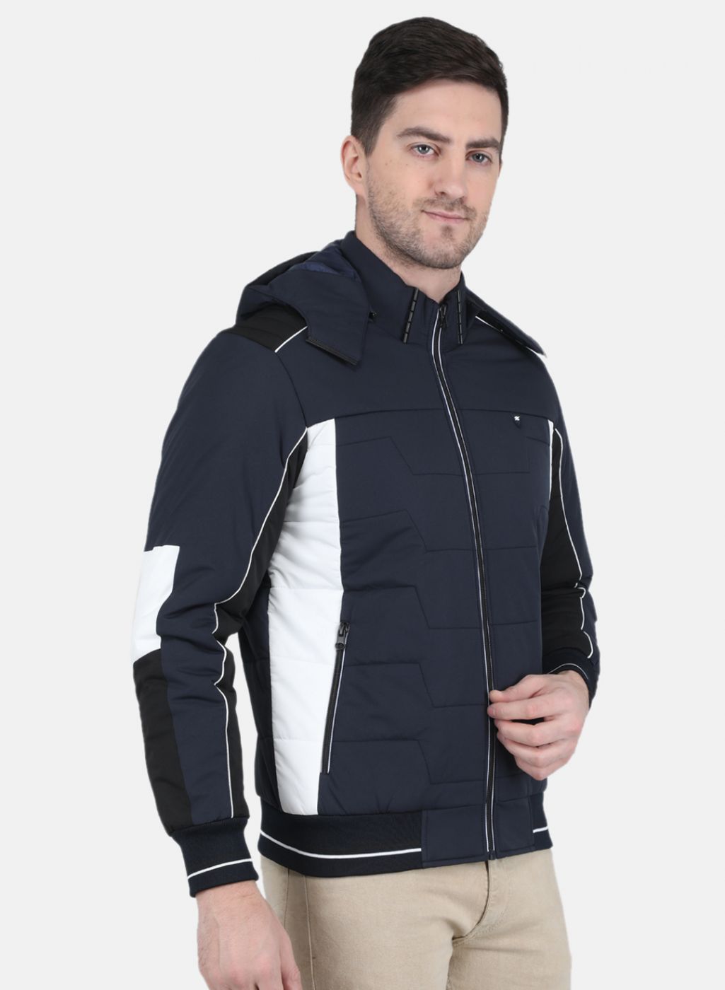 Men Blue Solid Jacket