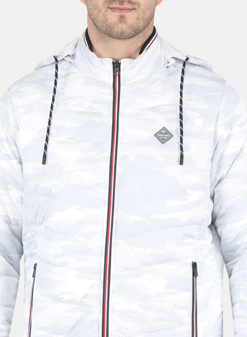 Men White Printed Jacket