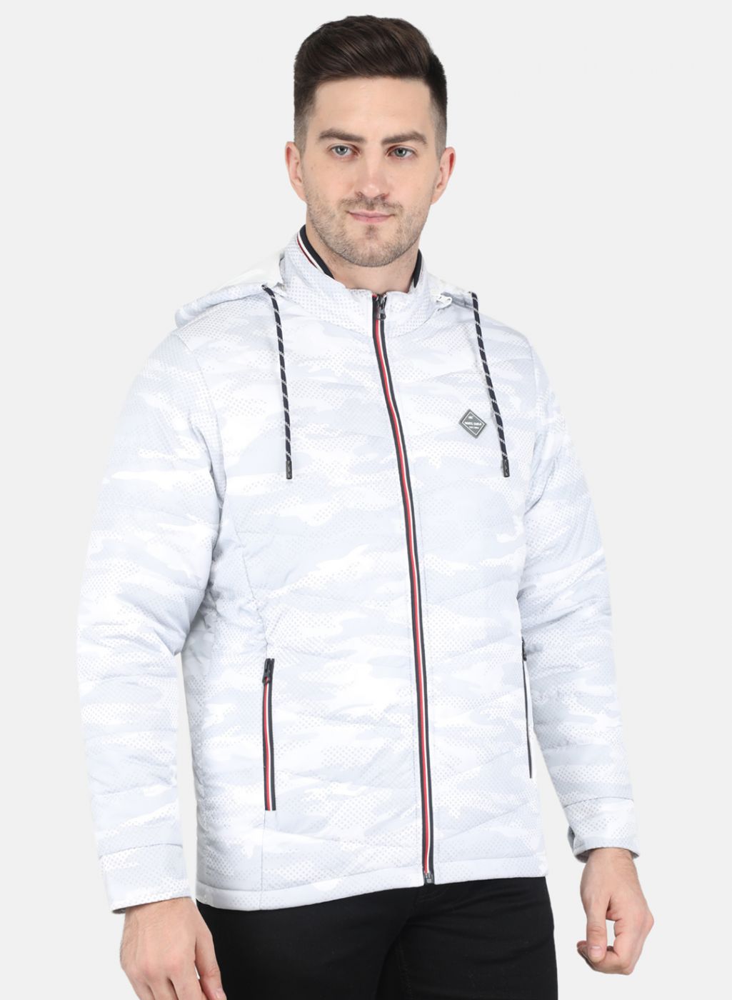 Men White Printed Jacket
