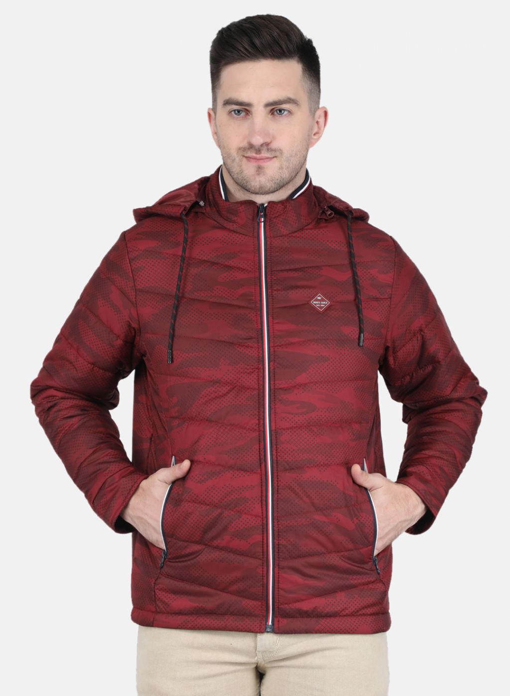 Men Maroon Printed Jacket