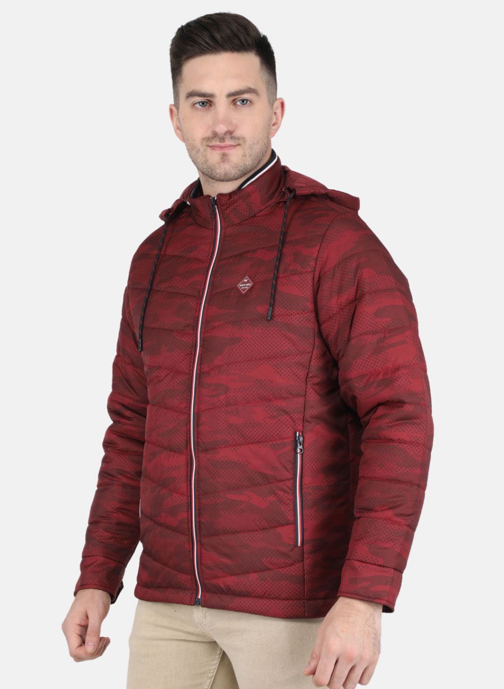 Men Maroon Printed Jacket