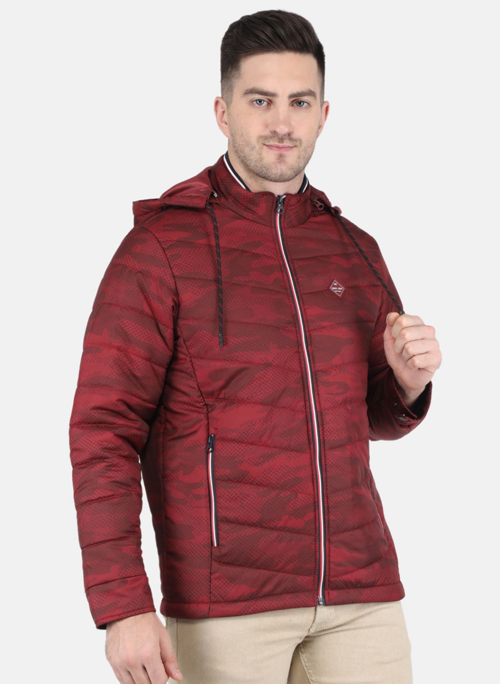 Men Maroon Printed Jacket