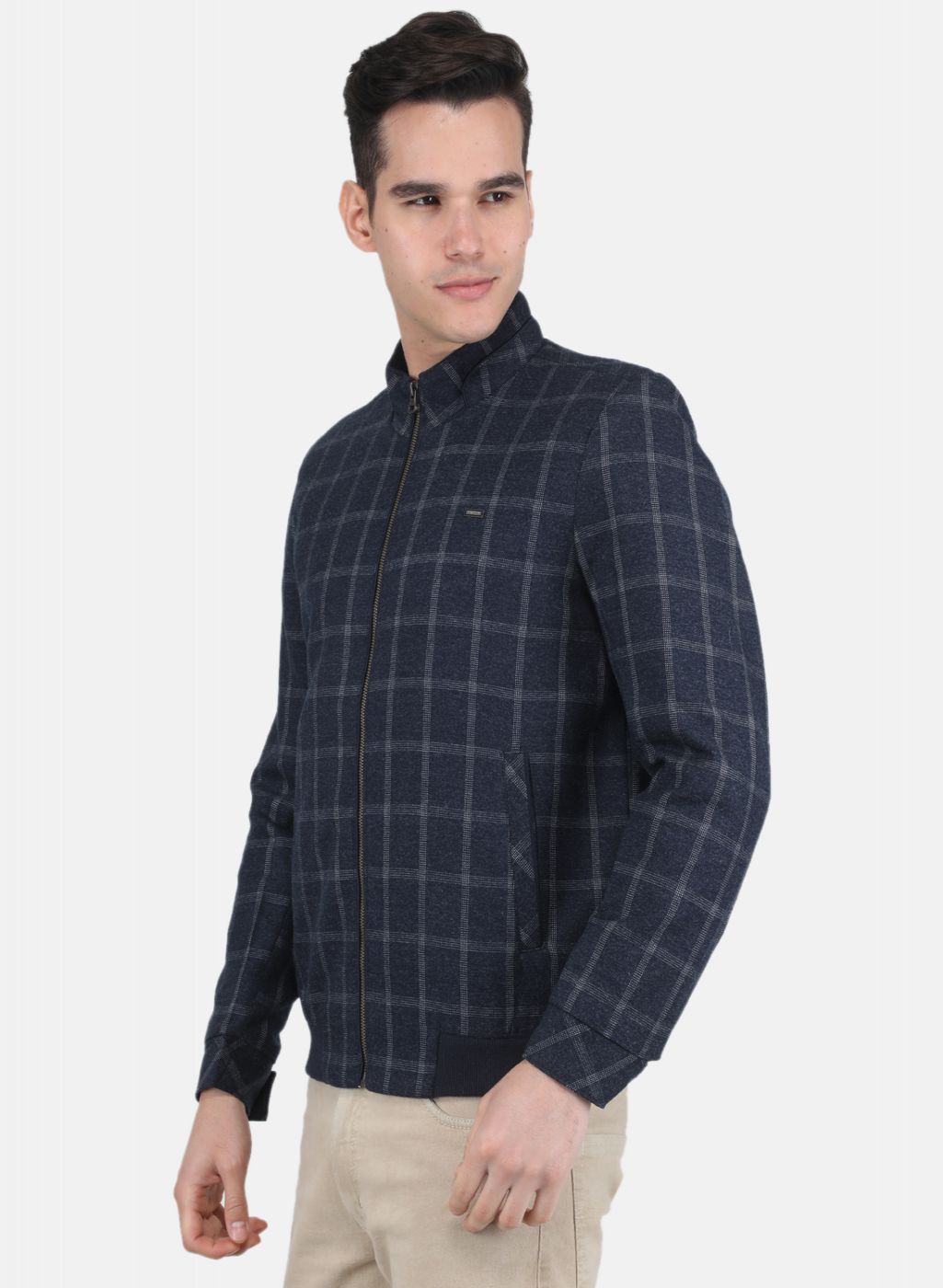 Men NAvy Blue Check Coat