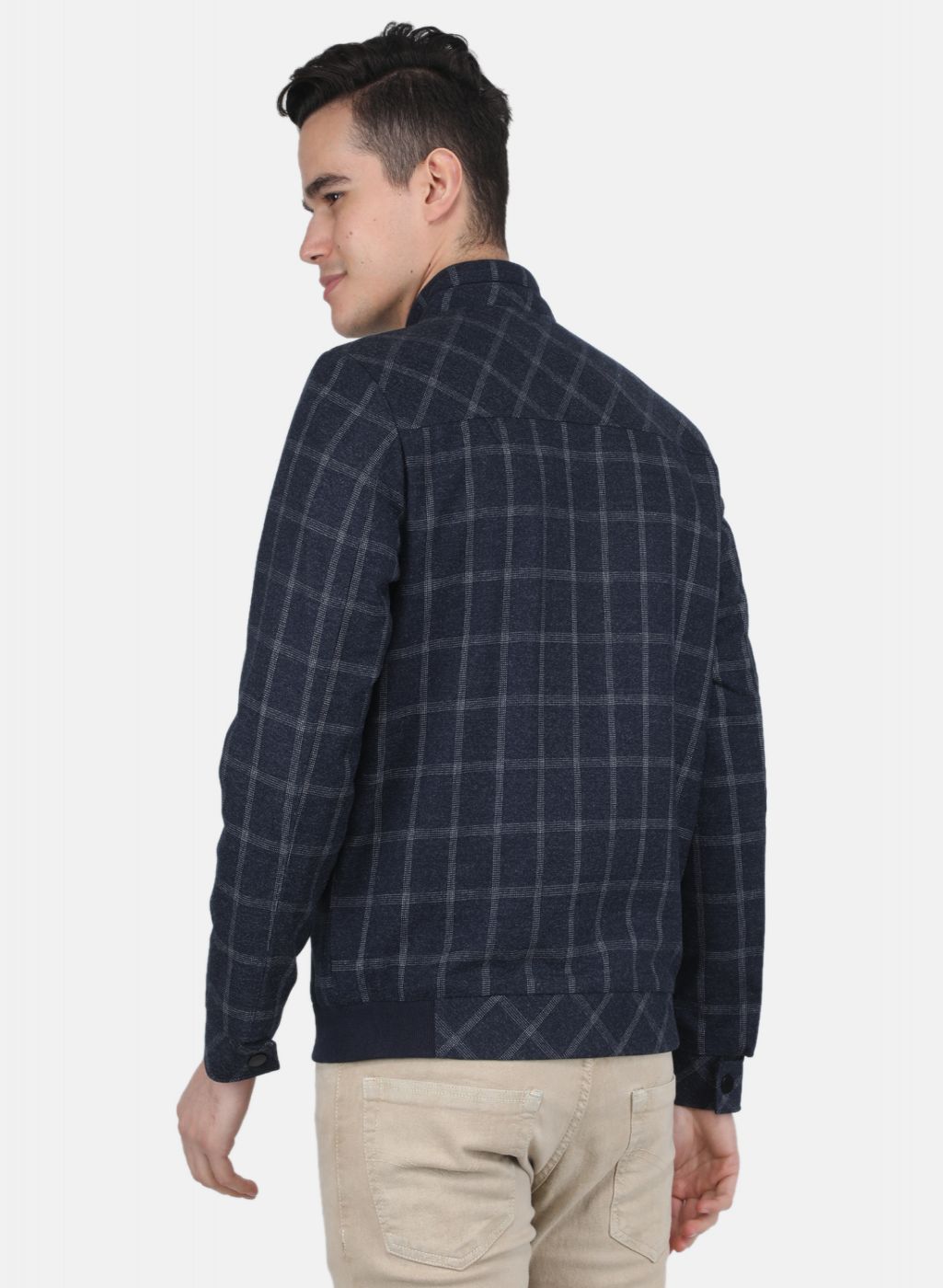 Men NAvy Blue Check Coat