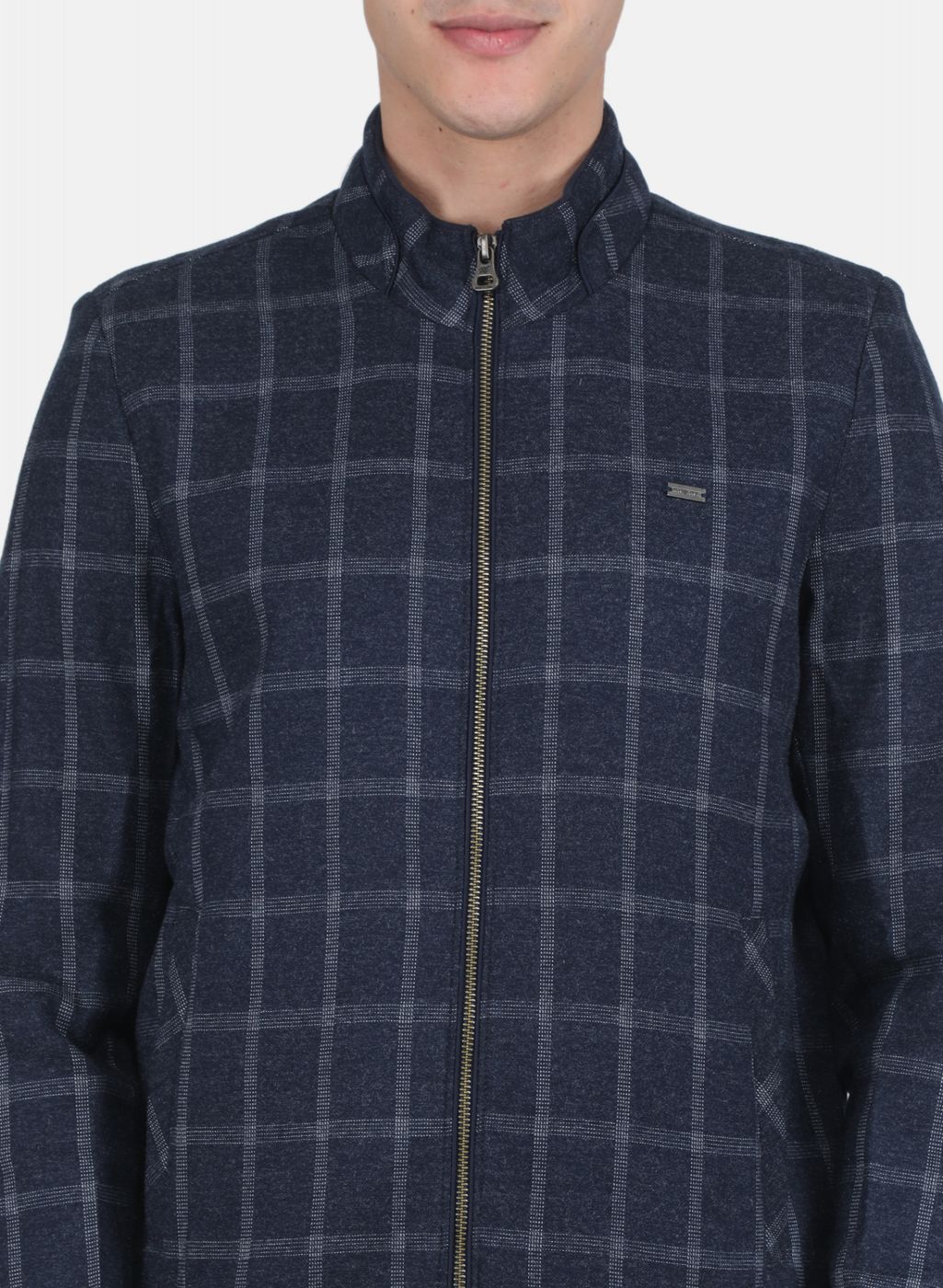 Men NAvy Blue Check Coat
